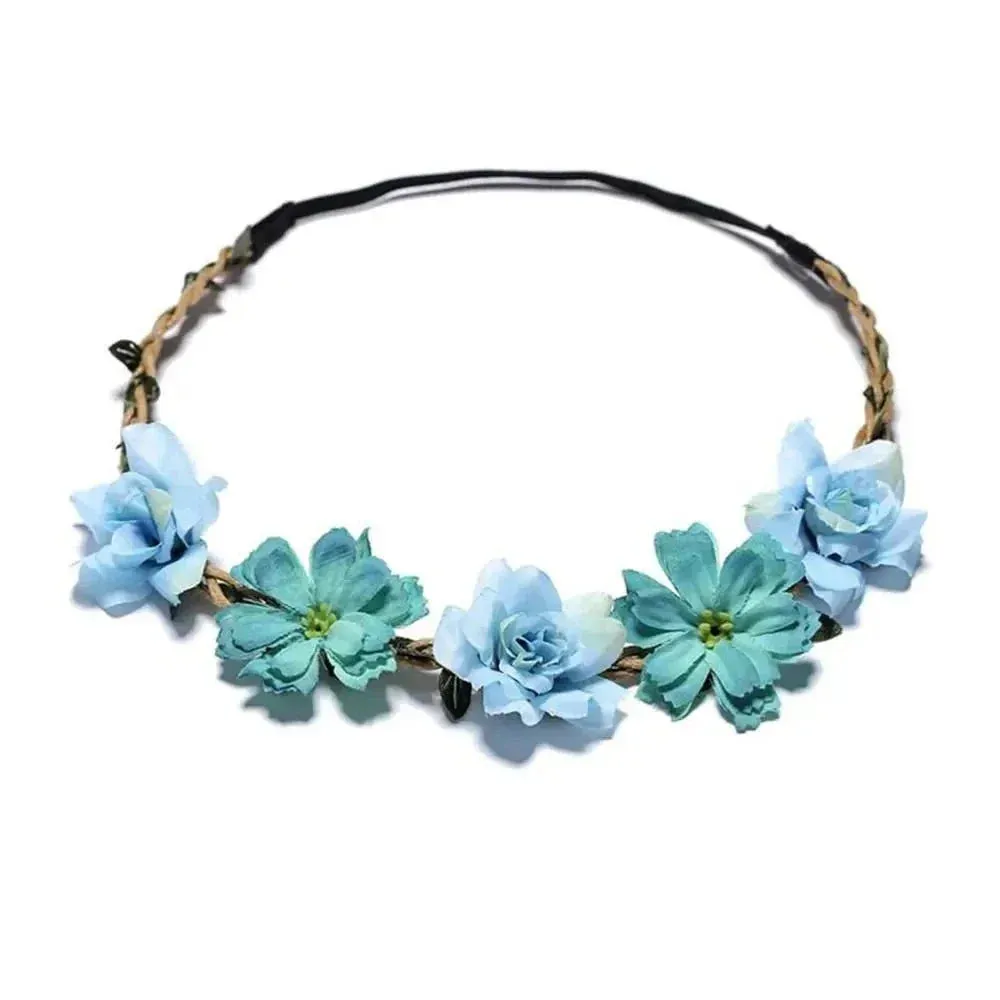 Pink Flowers Crown Festival Headpiece Women Hair Accessories Headdress Girl Baby Crown Floral Garland Wedding Floral Headwear