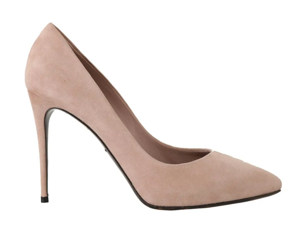 Pink Suede Leather Pumps Heels