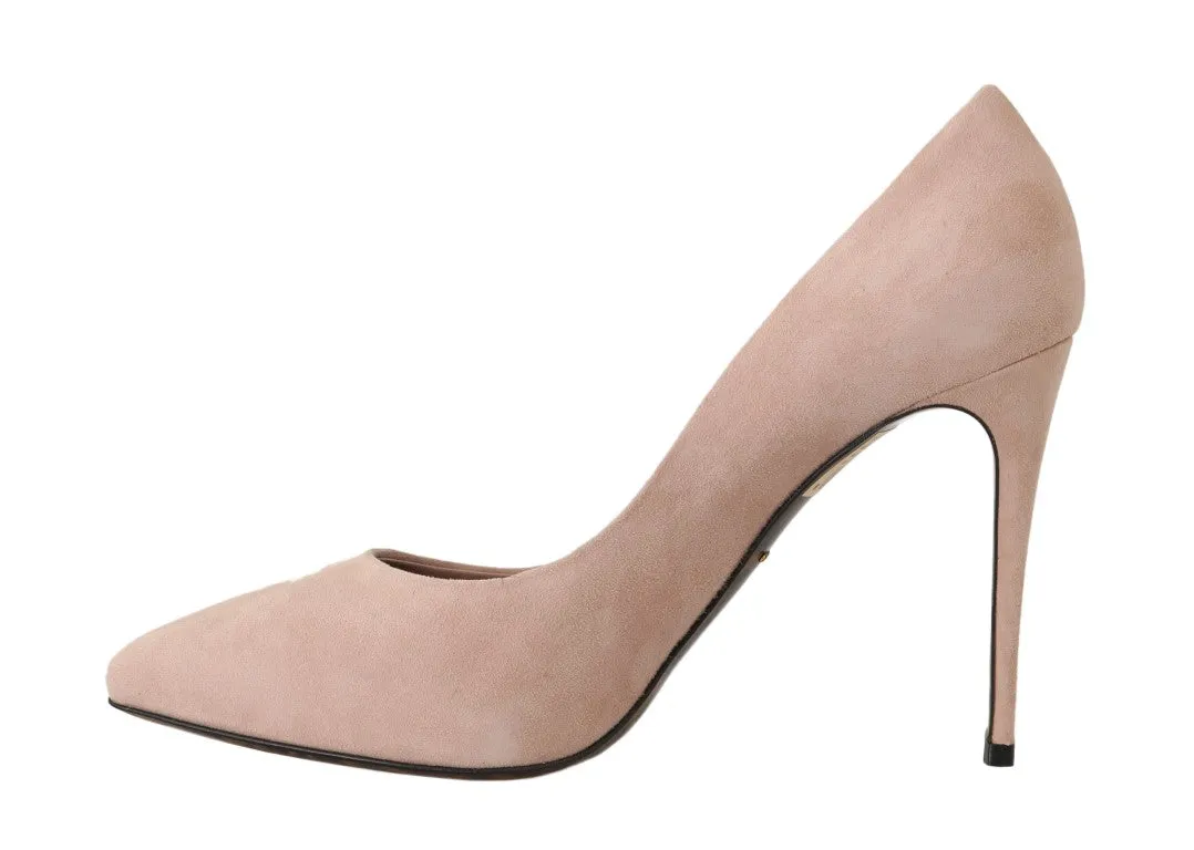 Pink Suede Leather Pumps Heels