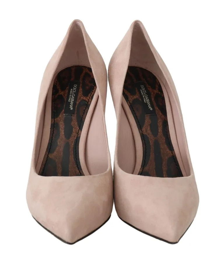 Pink Suede Leather Pumps Heels