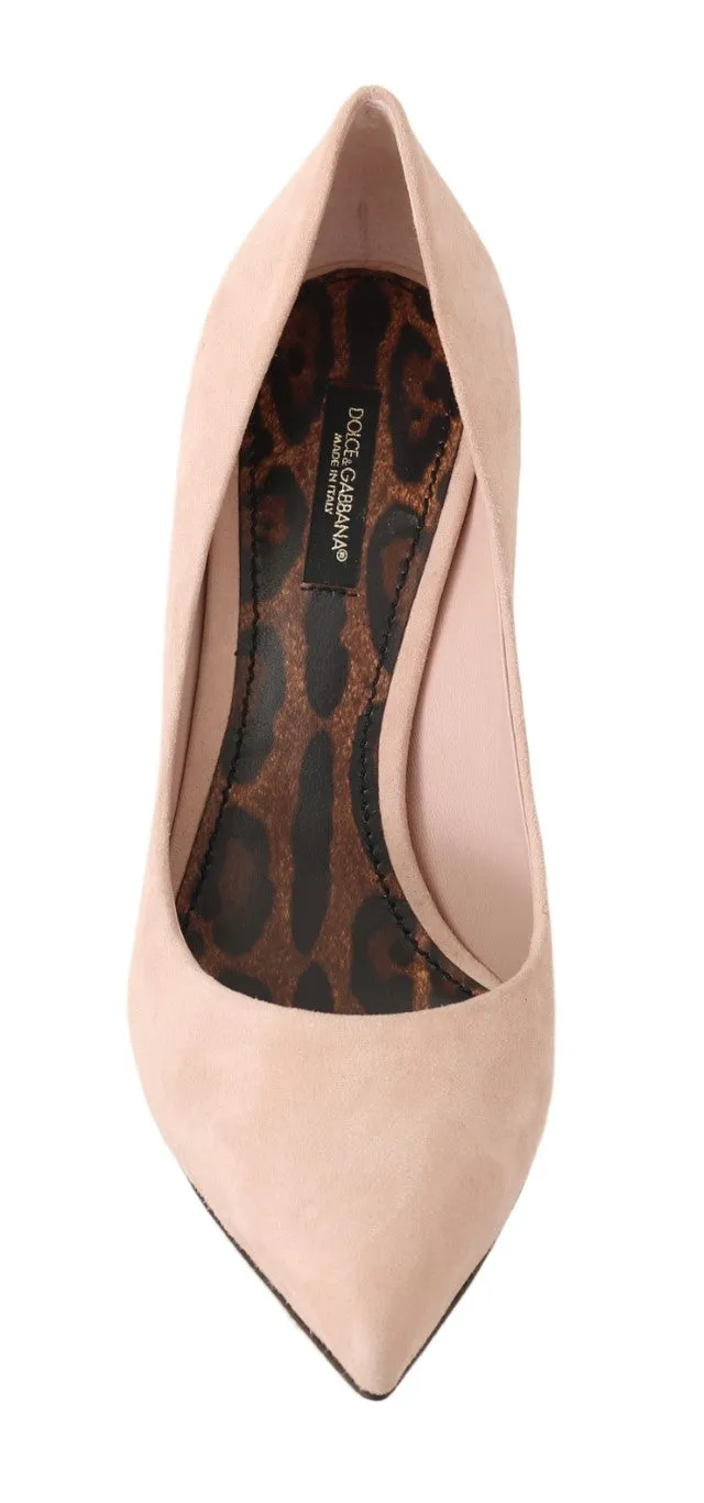 Pink Suede Leather Pumps Heels