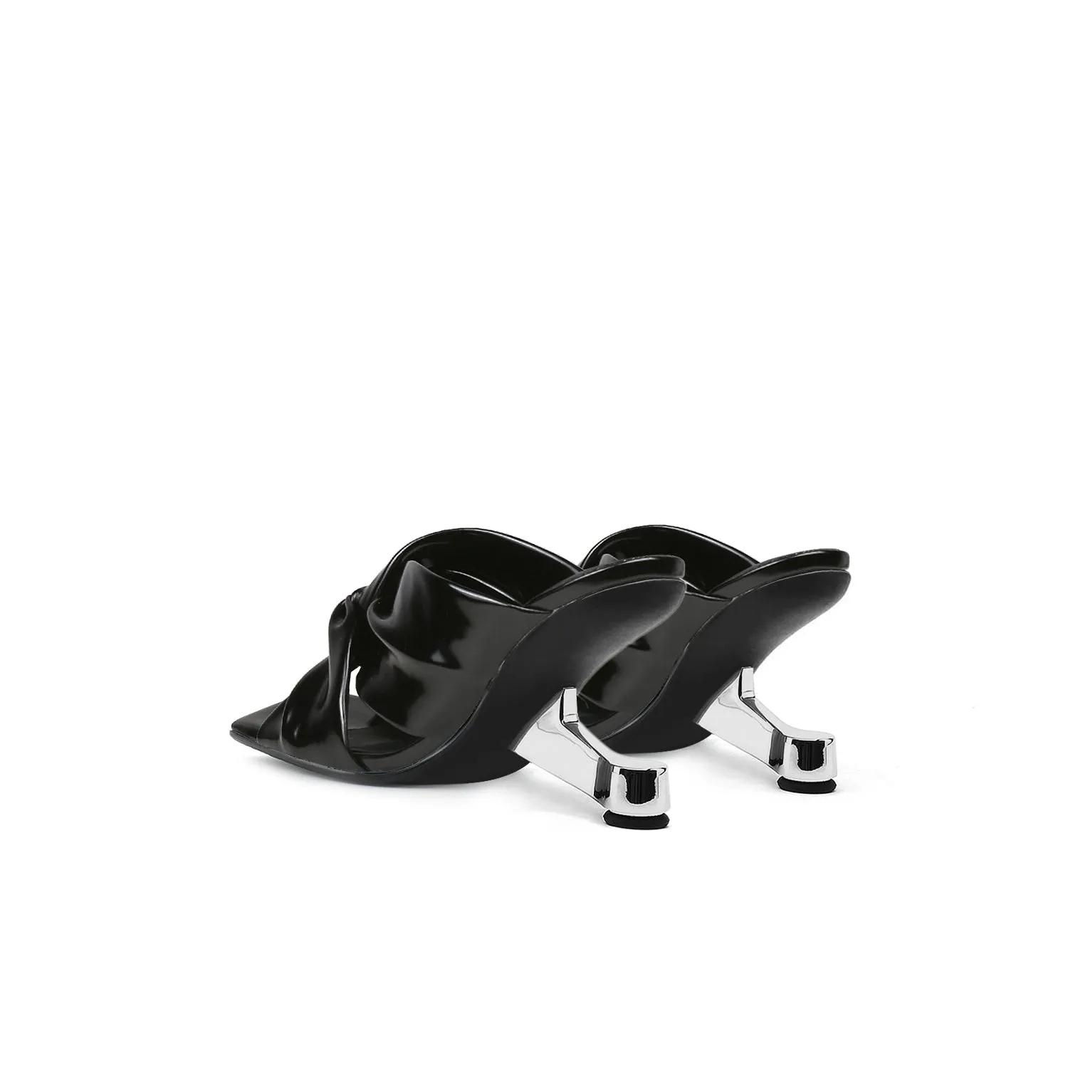 Pippa Twist Upper Leather Heels- Black