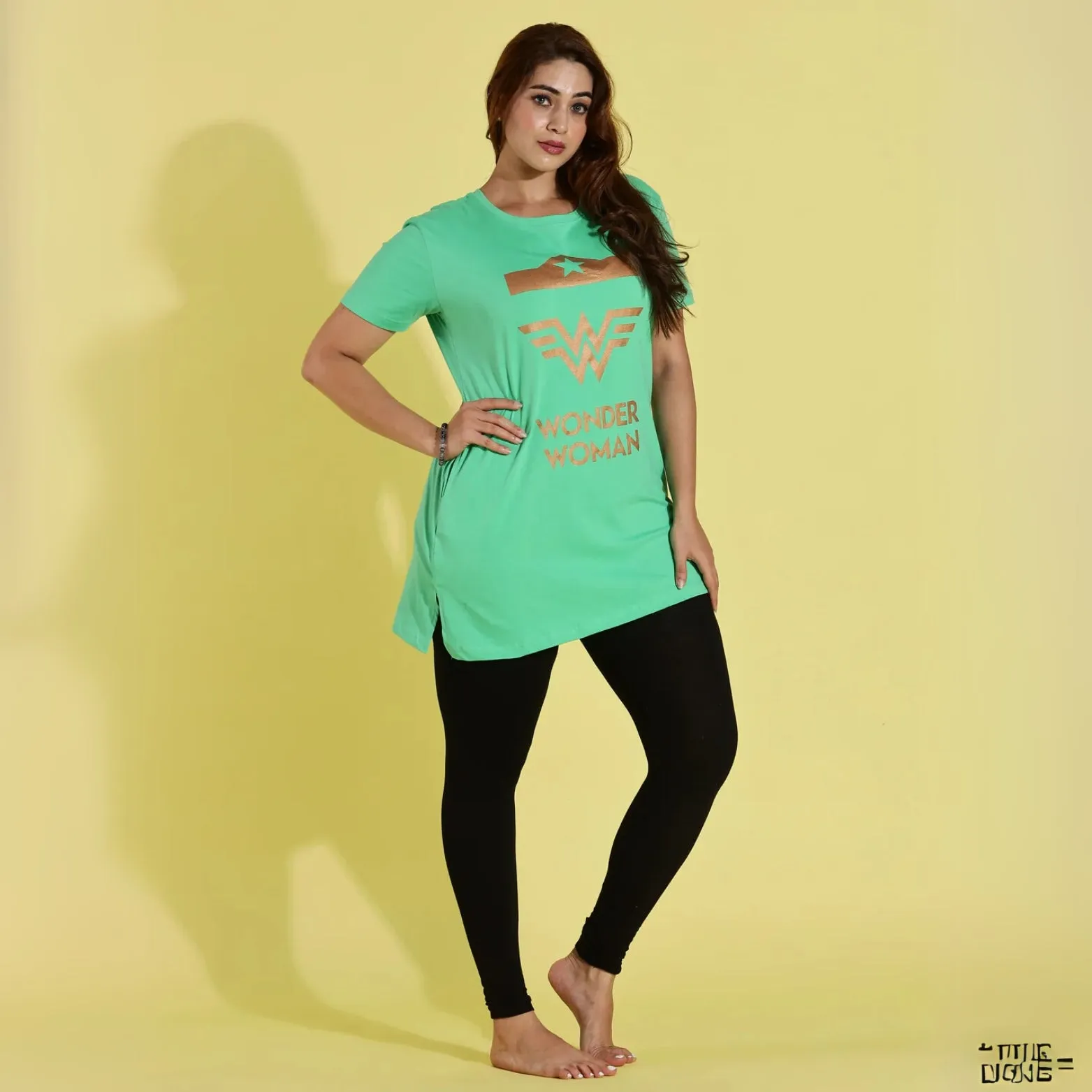 Pista Green Long T-Shirt for Women with Comfortable Fit Design