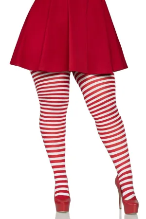 Plus Size Nylon Striped Tights