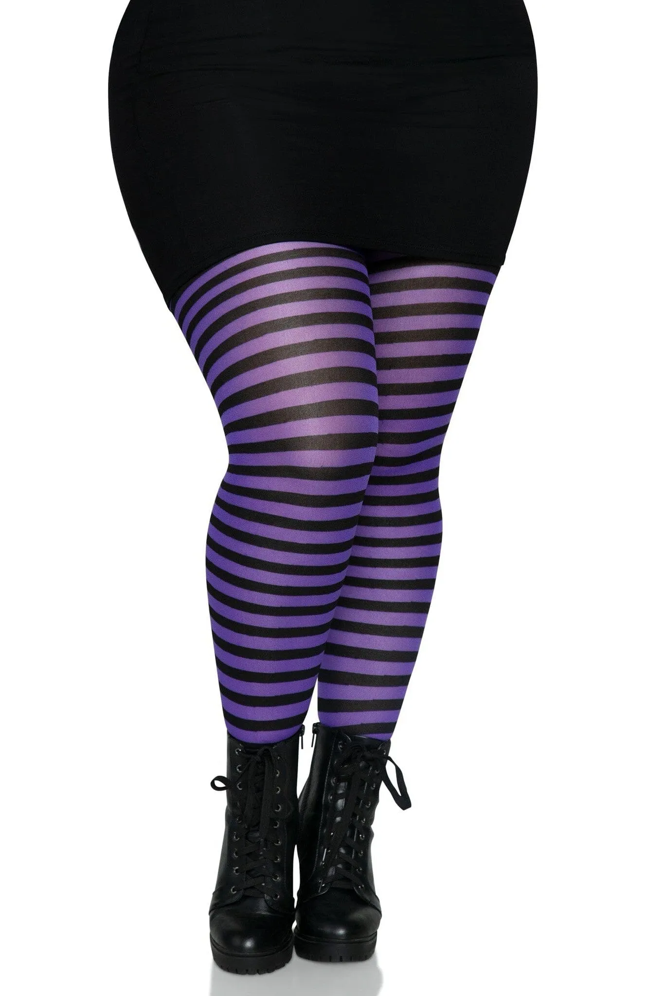 Plus Size Nylon Striped Tights