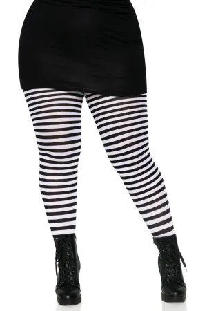 Plus Size Nylon Striped Tights