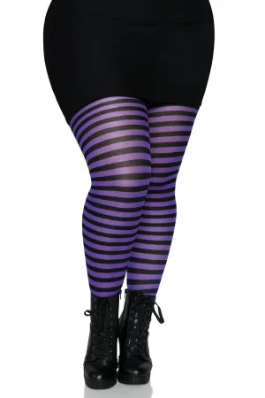 Plus Size Nylon Striped Tights