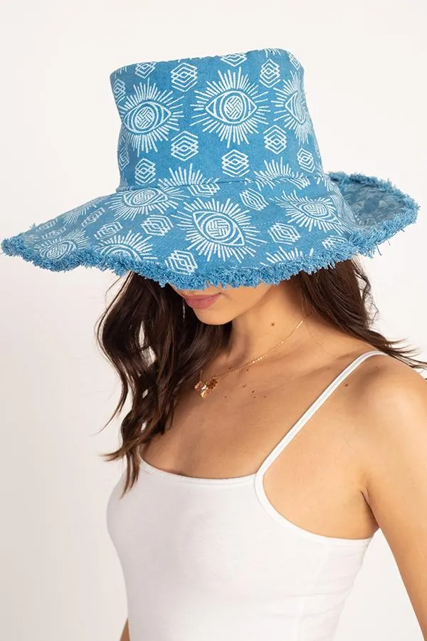 Print Canvas Wide Brim Shade Hat