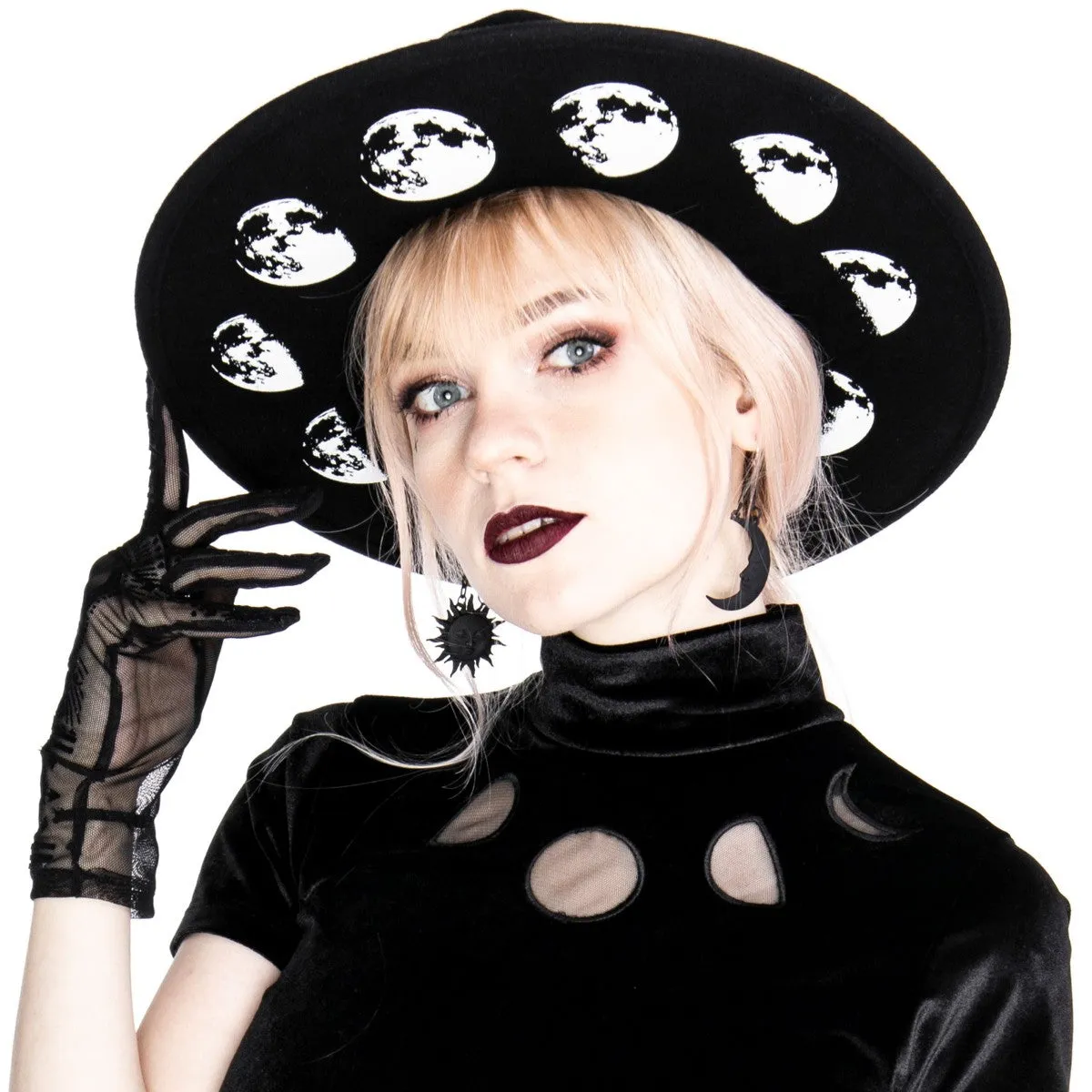 Restyle Gothic Wide Stiff Moon Phases Headdress Hat
