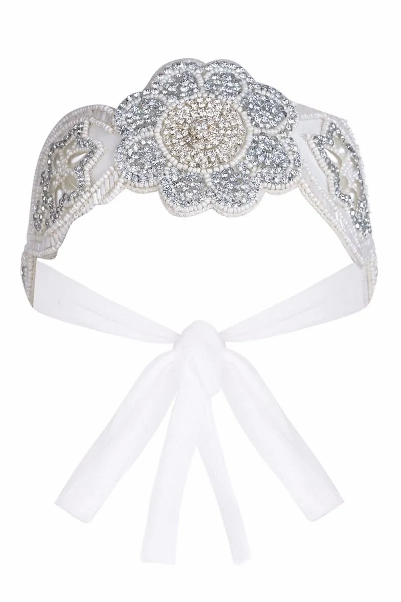 Roaring 20s Style Headband in Off White - SOLD OUT