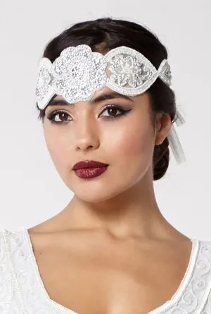 Roaring 20s Style Headband in Off White - SOLD OUT