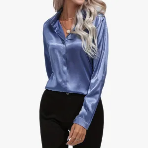 Satin Finish Button-Down Blouse