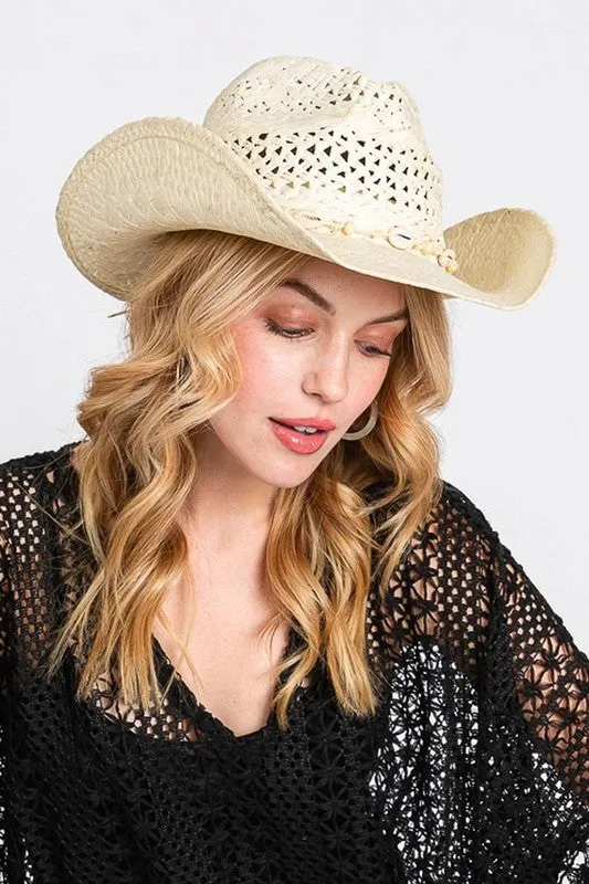 Seashell Hat Band Cowboy Straw Hat