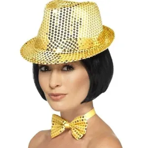 Sequin Trilby Hat Adult Gold