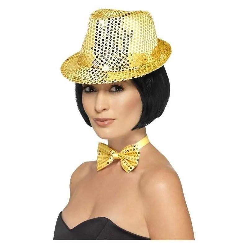 Sequin Trilby Hat Adult Gold
