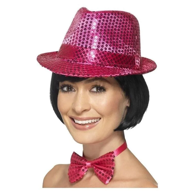 Sequin Trilby Hat Adult Pink