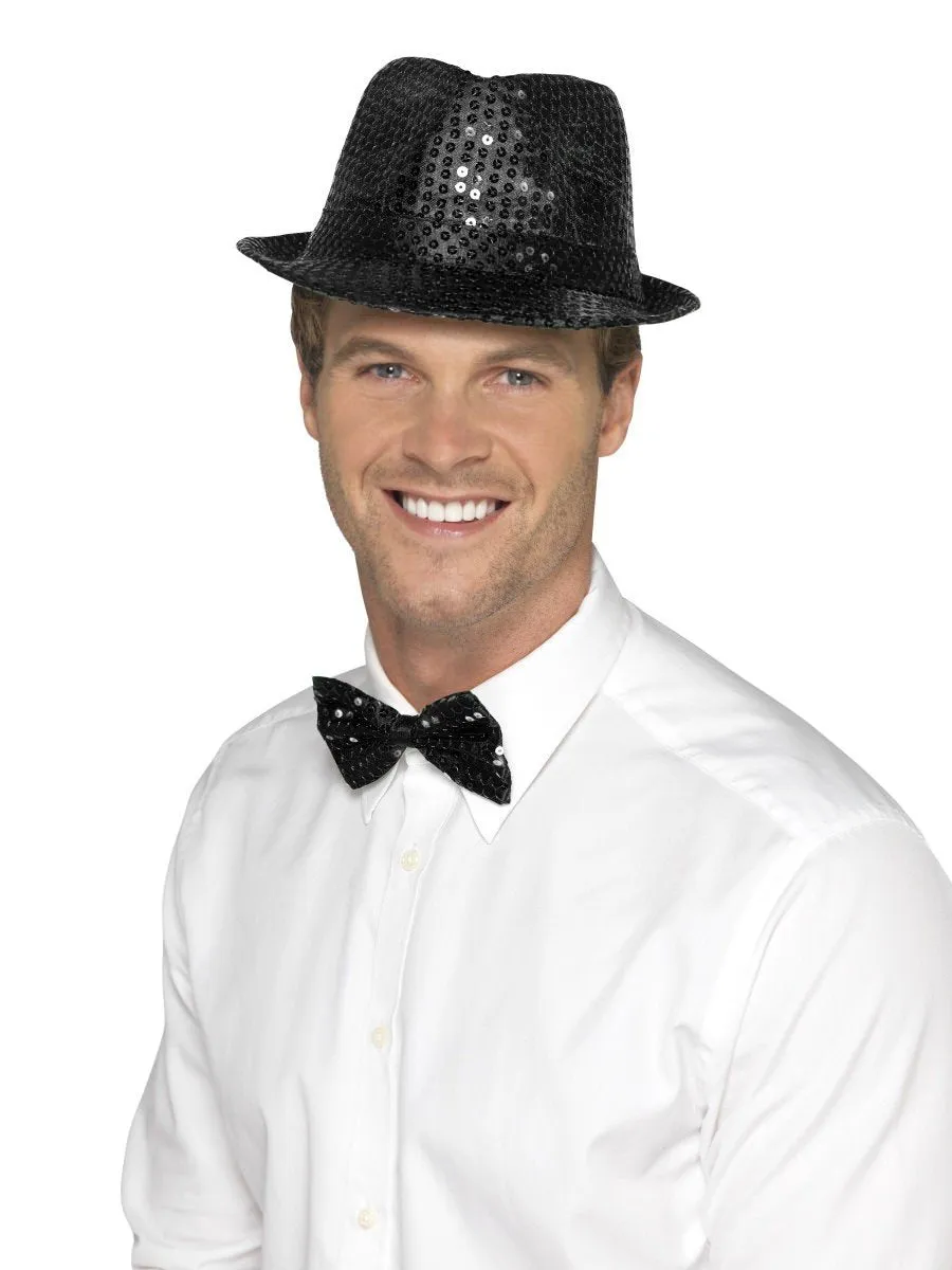 Sequin Trilby Hat, Black