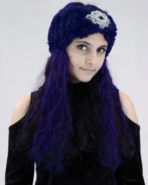 Sheared Rabbit Fur Jewel-Embellished Headband/Scarf