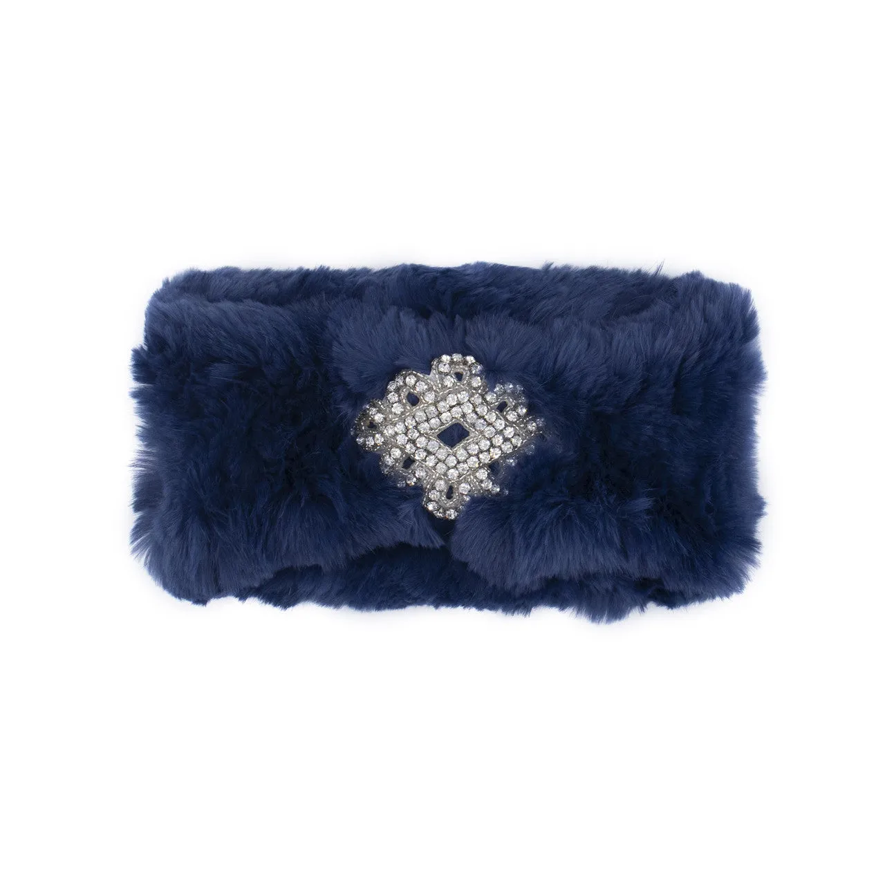 Sheared Rabbit Fur Jewel-Embellished Headband/Scarf