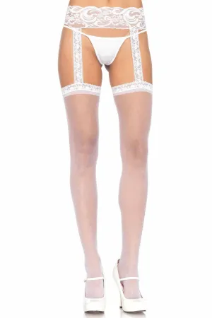 Sheer Thigh High Lace Garter Belt Stockings