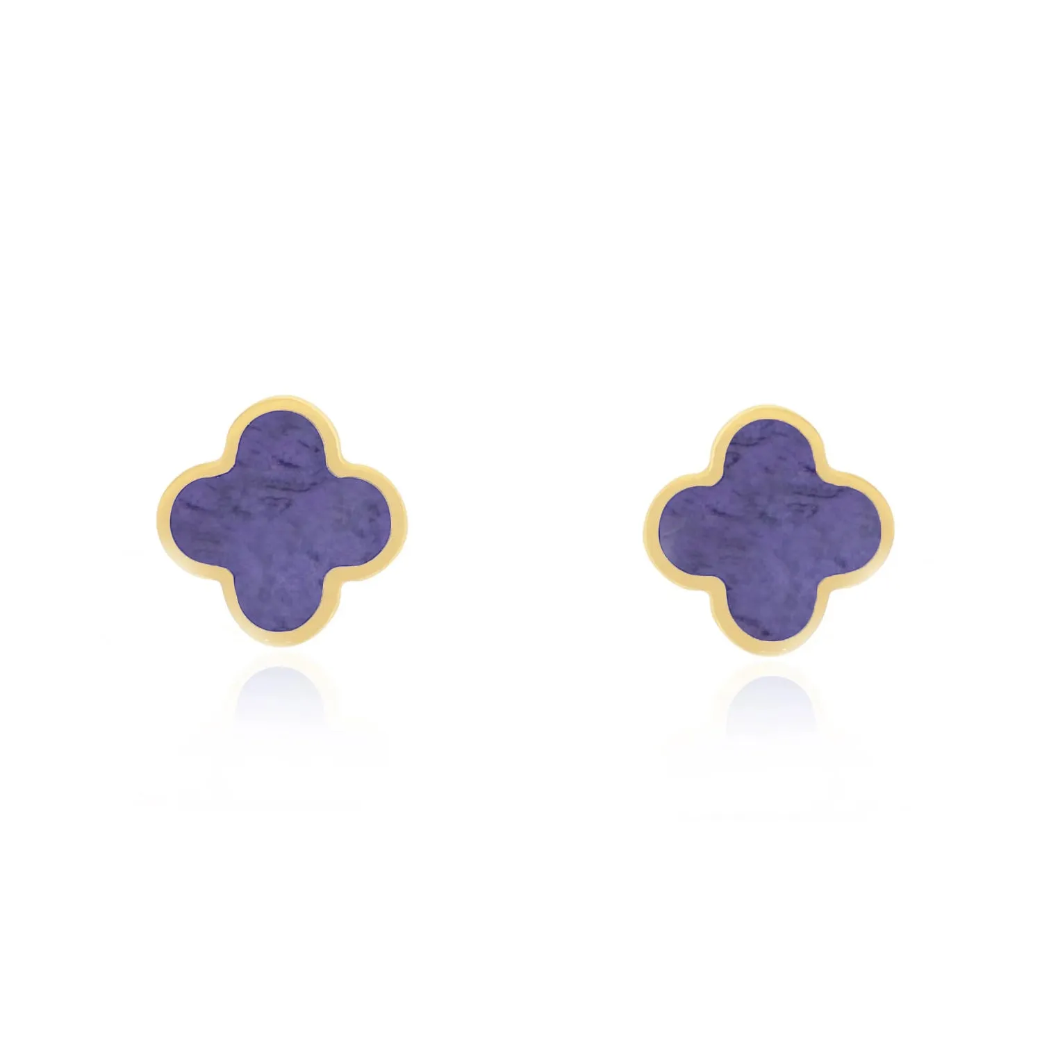 Small Amethyst Clover Stud Earrings