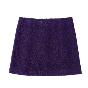Theory Womens 4 Purple Wool Tweed Mini Skirt Twee Academia Office Siren Back Zip
