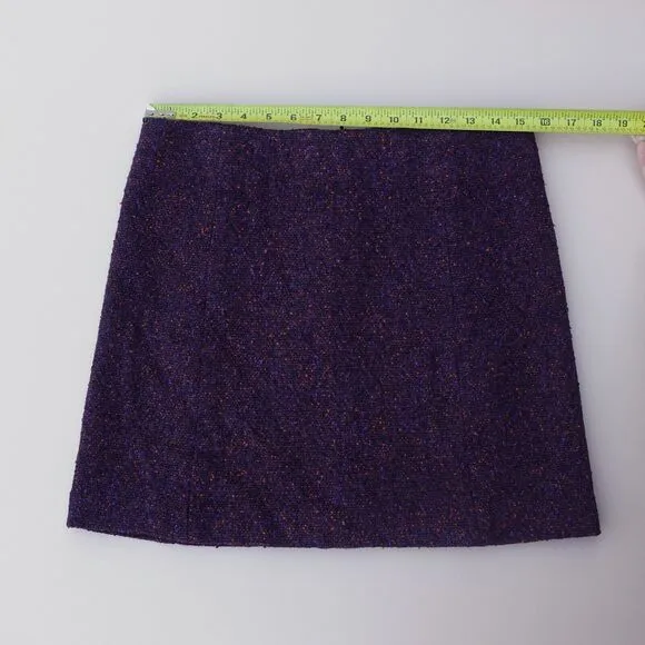 Theory Womens 4 Purple Wool Tweed Mini Skirt Twee Academia Office Siren Back Zip