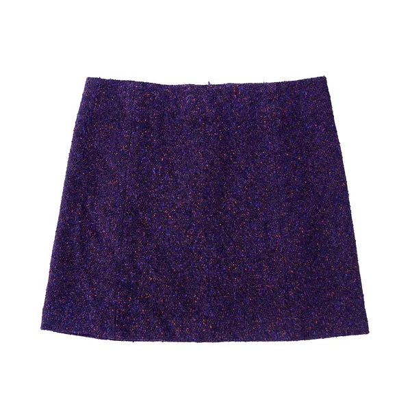 Theory Womens 4 Purple Wool Tweed Mini Skirt Twee Academia Office Siren Back Zip
