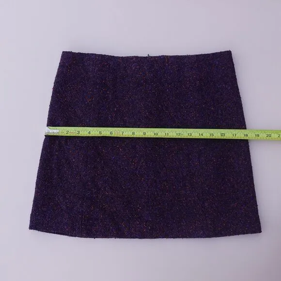 Theory Womens 4 Purple Wool Tweed Mini Skirt Twee Academia Office Siren Back Zip