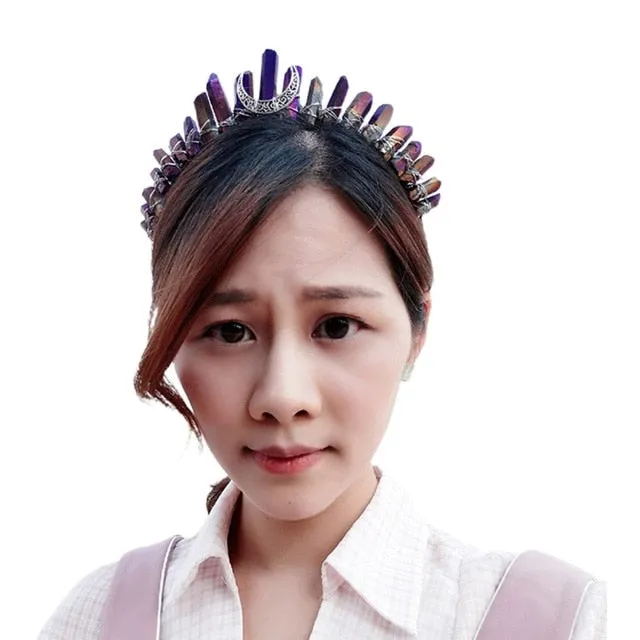 Tiara Rainbow Moon Crystal Headband