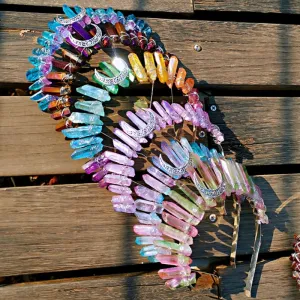 Tiara Rainbow Moon Crystal Headband
