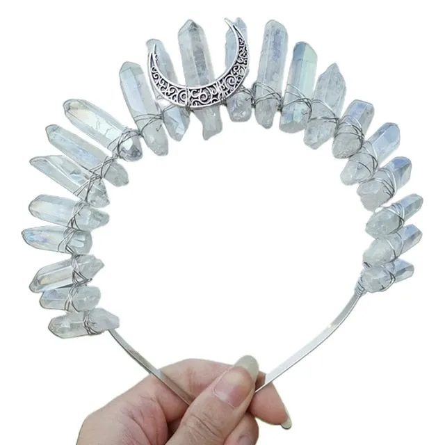 Tiara Rainbow Moon Crystal Headband