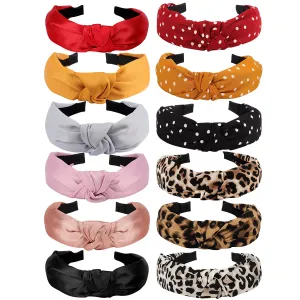 VELSCRUN Headbands for Women 12 Pack Head Bands Women Hair Knotted Headband for Women Knotted Headbands Womens Headbands Elastic Turban Boho Bandeau Hair Fashion Headbands for Washing Face