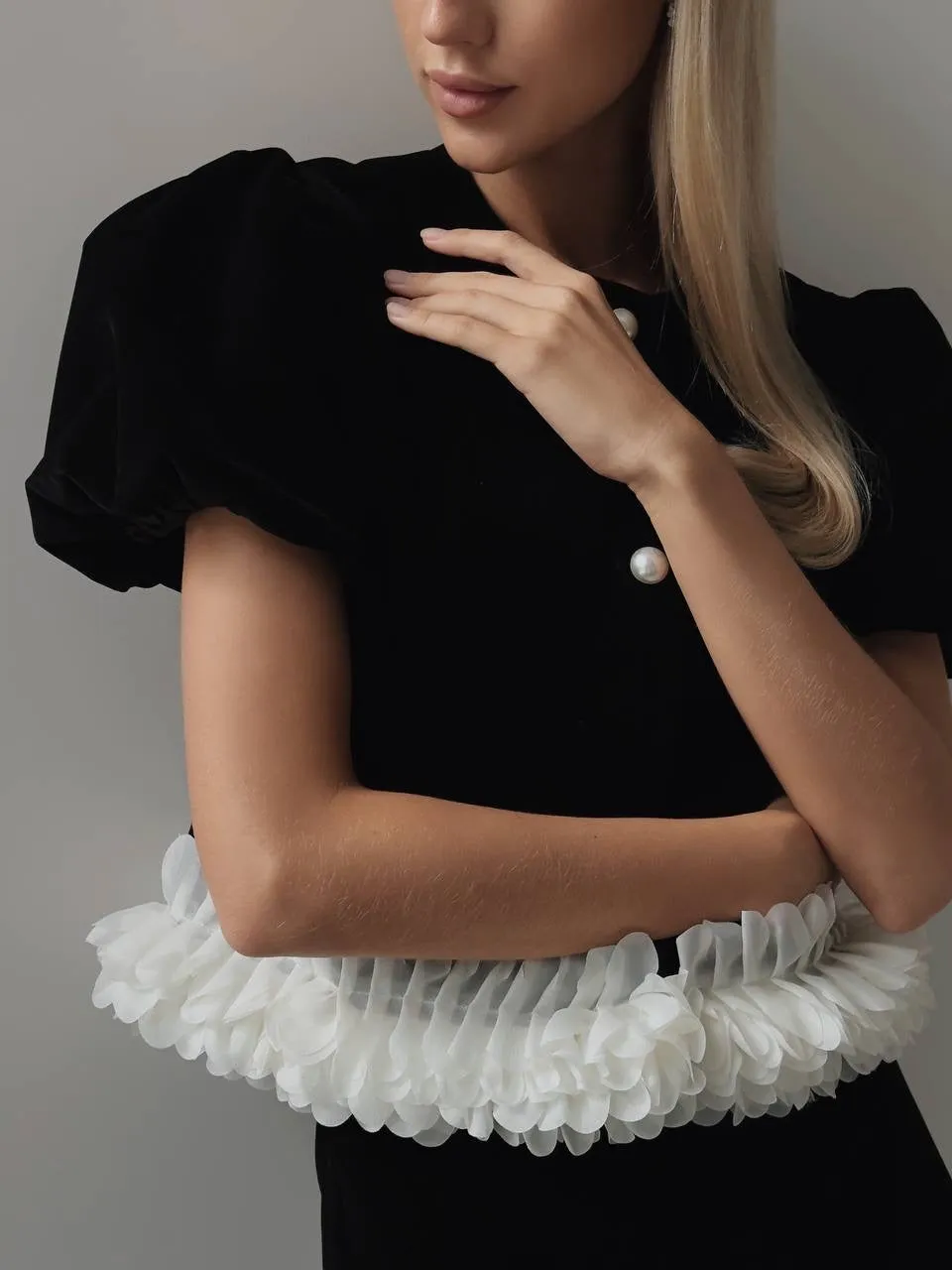 Velvet Mini Set with Floral Waist Detail
