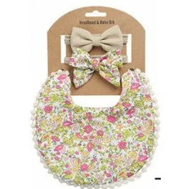 Vintage style double sided newborn bib & headband sets