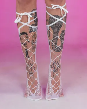 White Kawaii Bow Thigh Highs