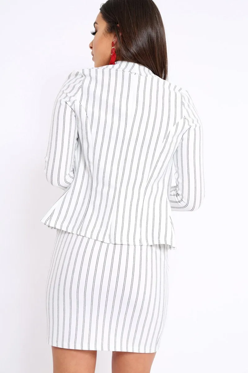 White Stripe Slim Fit Blazer - Savaya