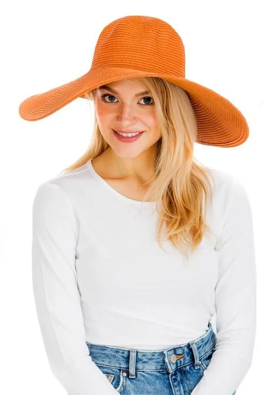 Wide Brim Plain Toyo Straw Sun Hat for women