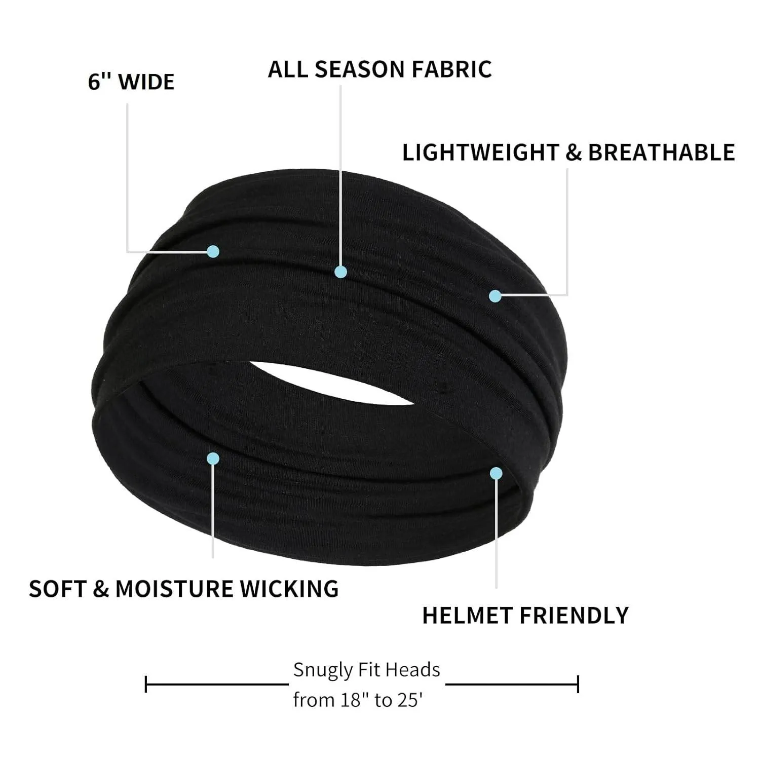 Wide Headbands for Women Non Slip Boho Large Head Bands for Women's Hair Stretchy Hair Bands Accessories for Yoga Fashion Workout Running Head Wraps for Women 6 Pack