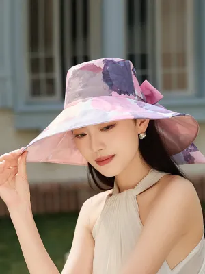 Women Artsy Colorblock Bowknot Sunproof Hat
