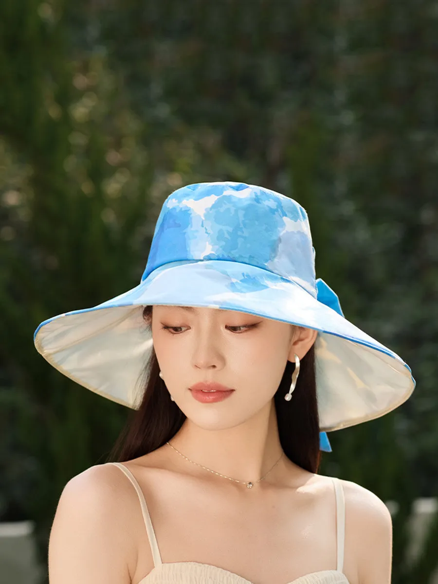 Women Artsy Colorblock Bowknot Sunproof Hat