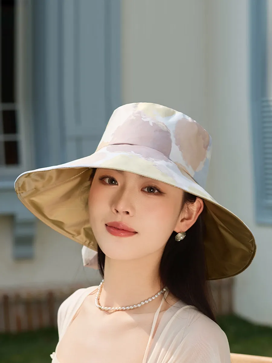 Women Artsy Colorblock Bowknot Sunproof Hat