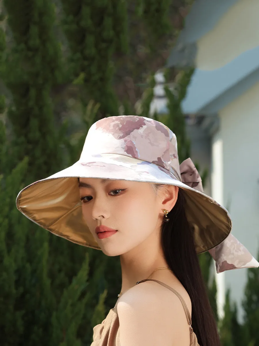 Women Artsy Colorblock Bowknot Sunproof Hat
