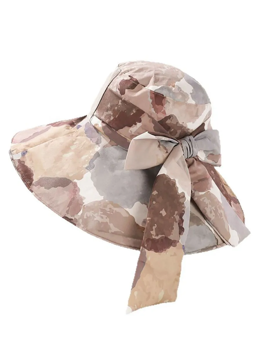 Women Artsy Colorblock Bowknot Sunproof Hat