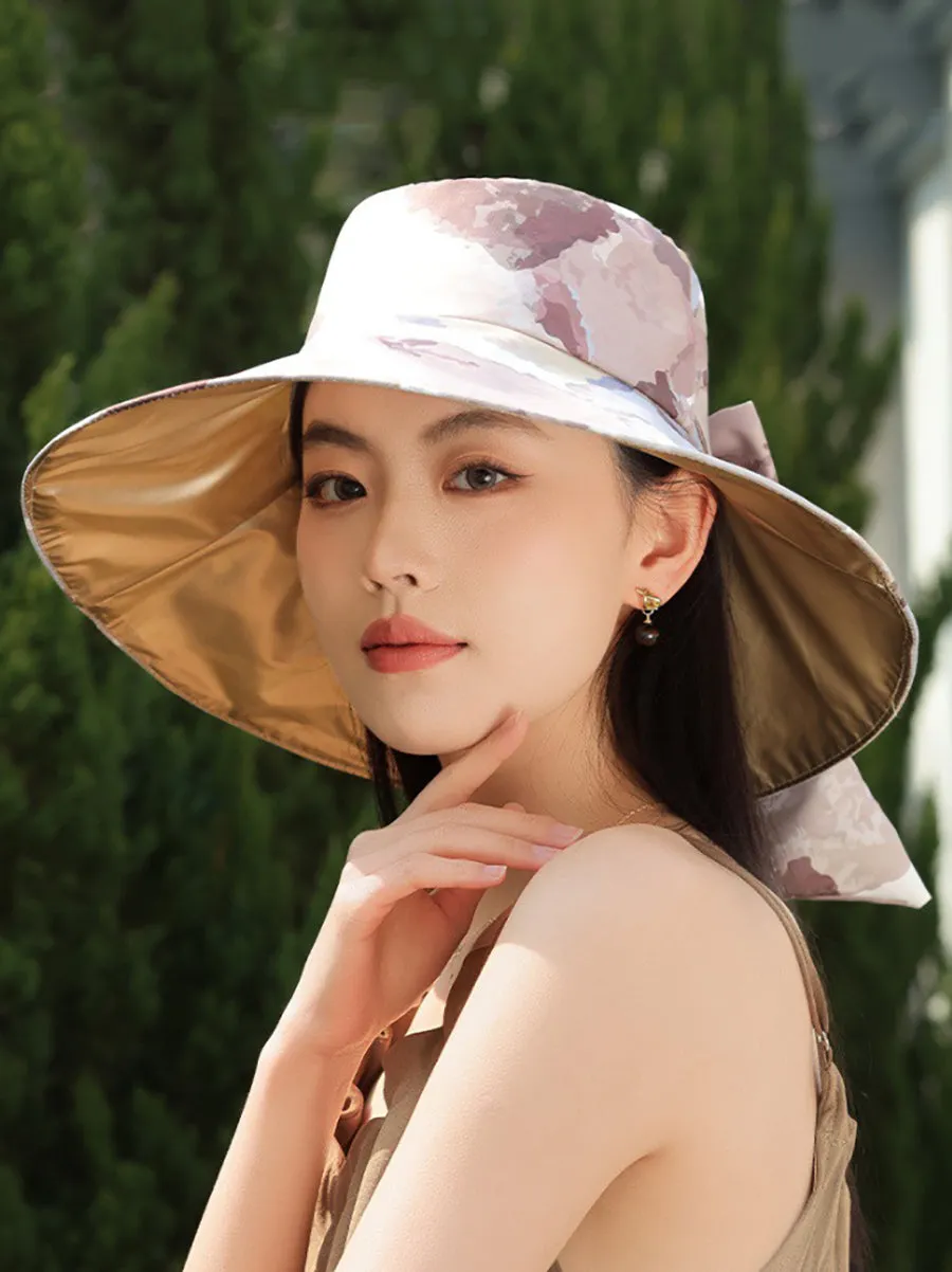 Women Artsy Colorblock Bowknot Sunproof Hat