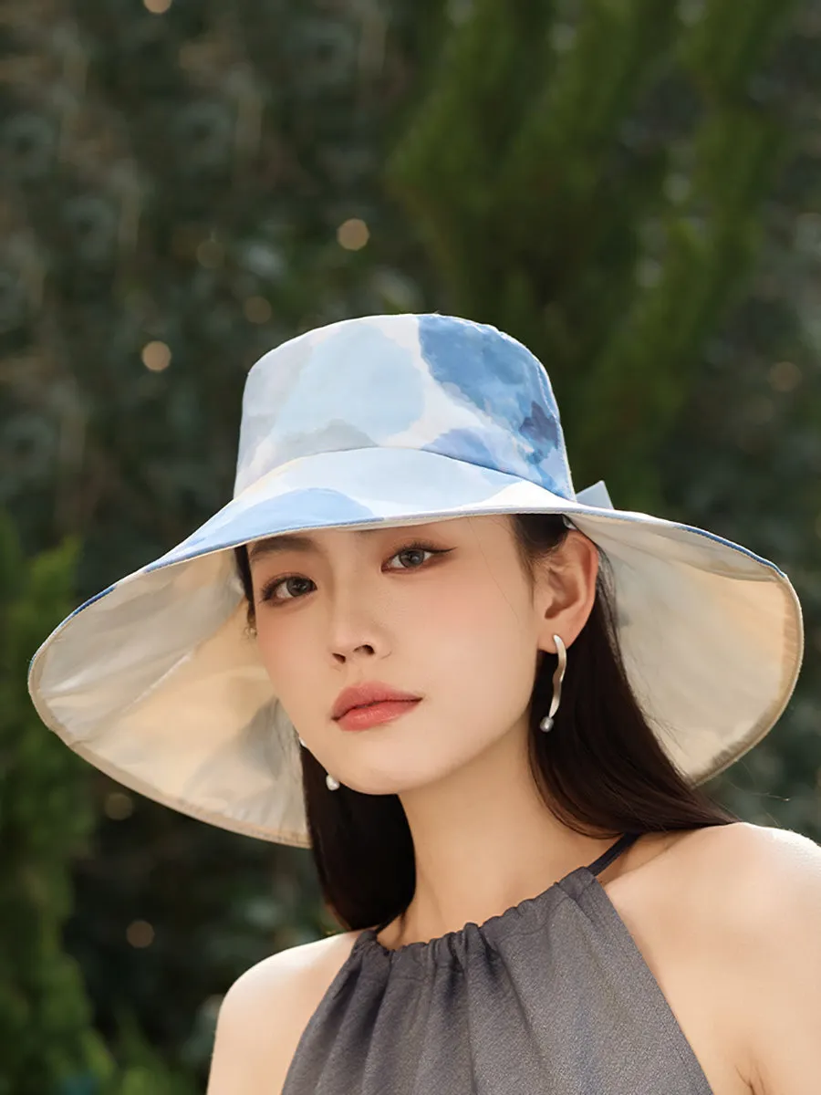 Women Artsy Colorblock Bowknot Sunproof Hat