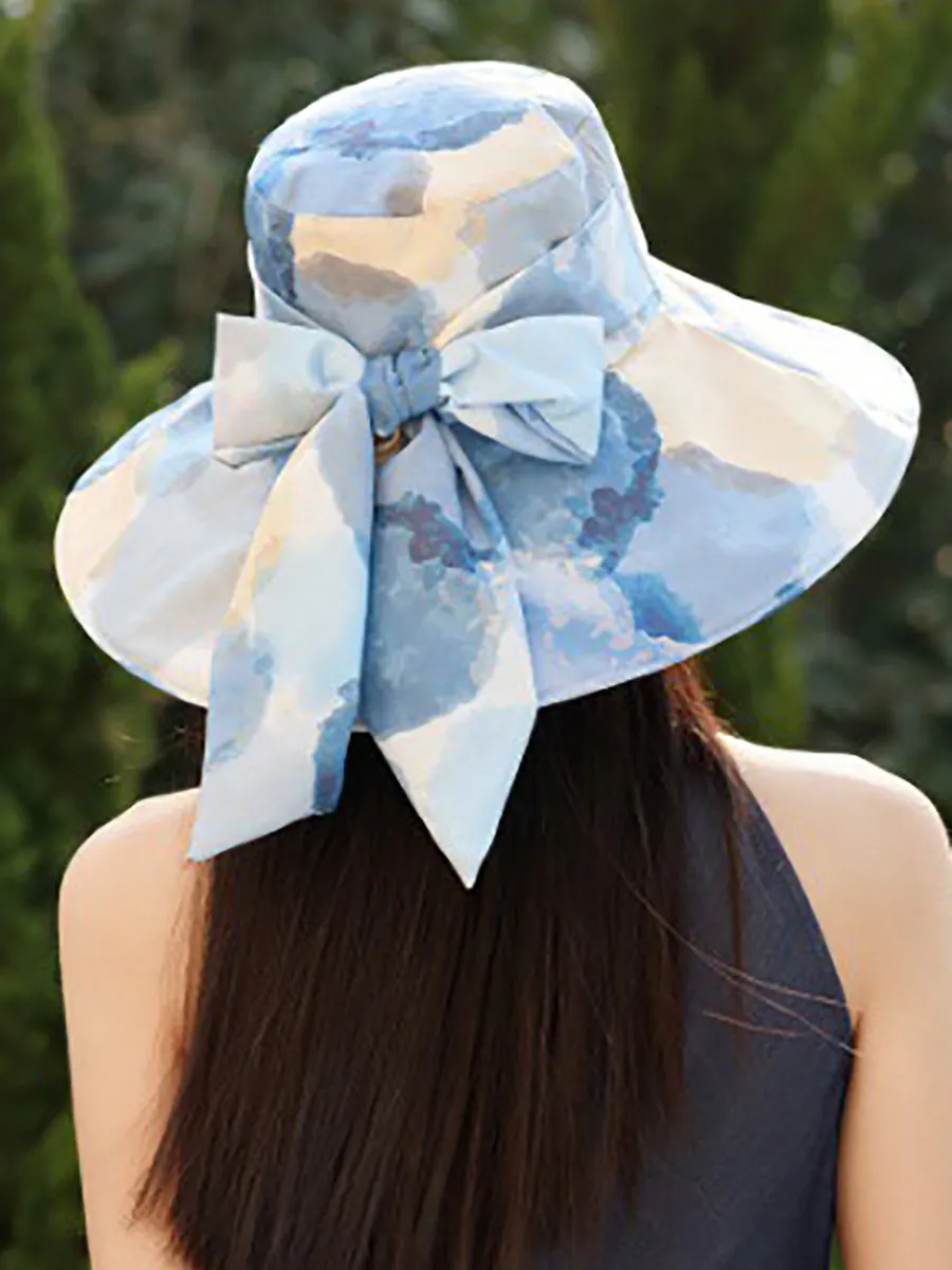 Women Artsy Colorblock Bowknot Sunproof Hat