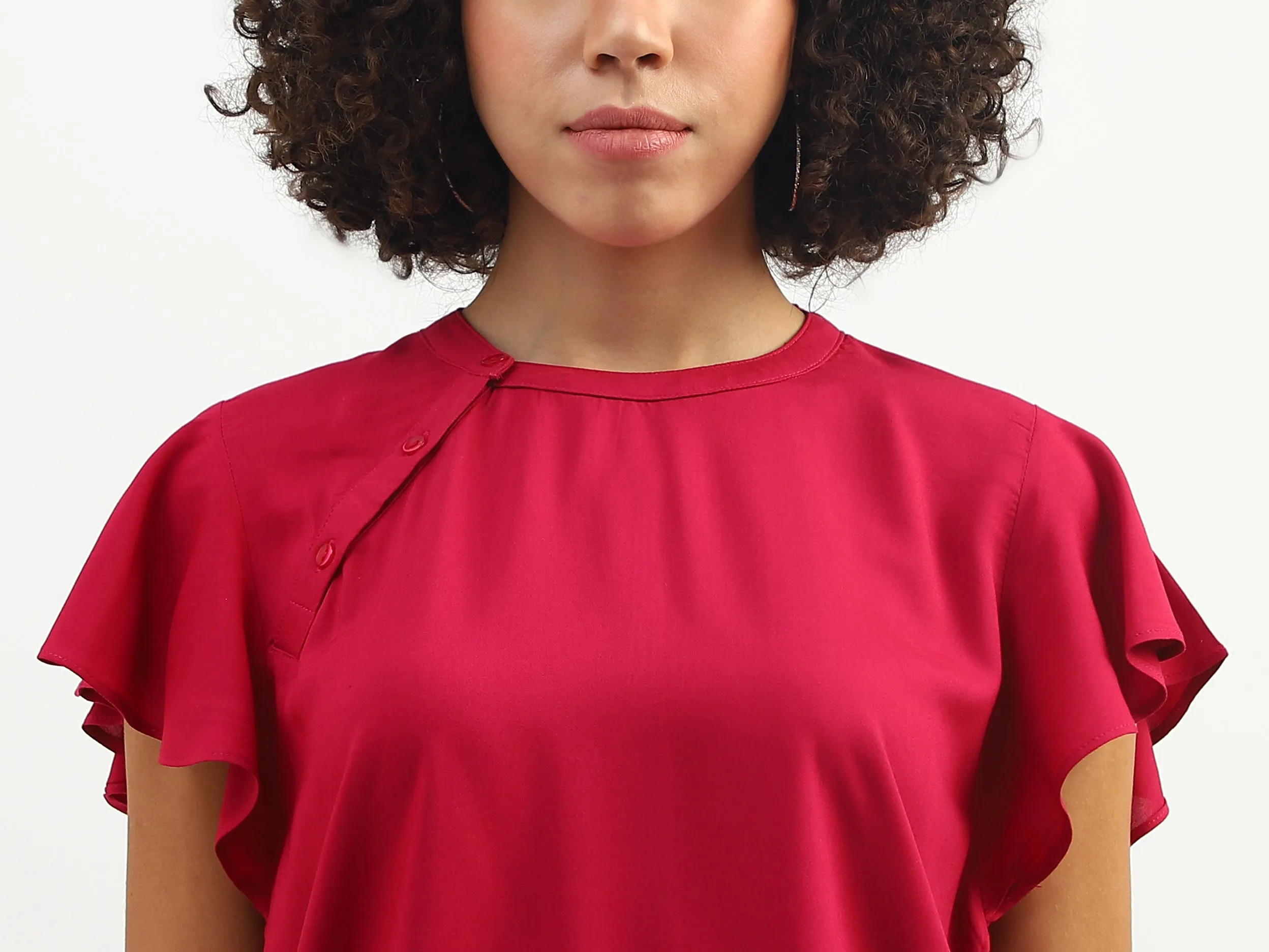 Women Solid Round Neck Top
