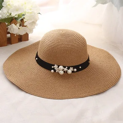 Women's Spring Summer Decorated Wide Brim Sun Hat