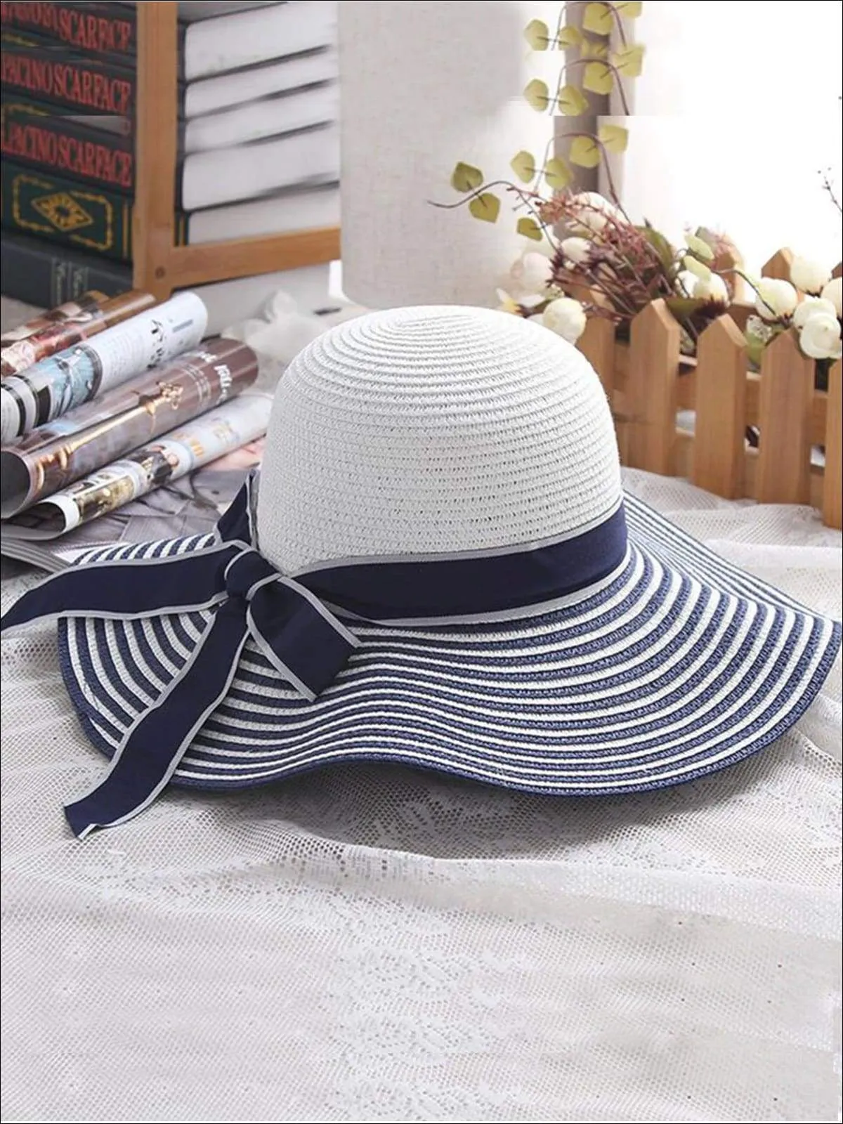 Women's Vintage Striped Wide Brim Summer Hat